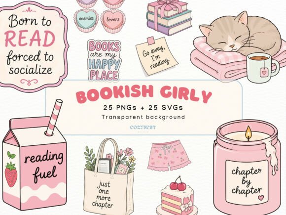 Download Bookish Girly Cliparts, Cute Reading PNG - Girl Collection