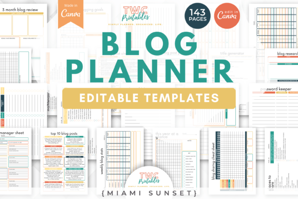 Download Blog Planner Canva Templates | MIAMI - Blog Collection