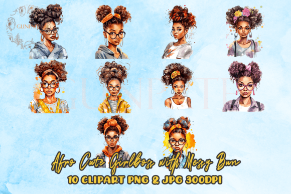Download Afro Cute Girlboss with Messy Bun - Girl Collection