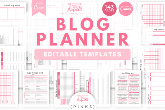 Download Blog Planner Canva Templates | PINKS - Blog Collection